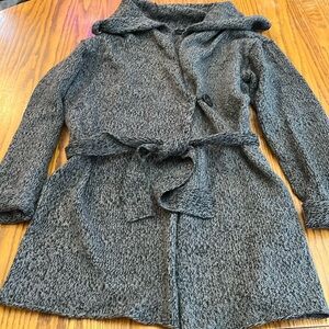 Gray The Limited Long Belted Sweater w Wide Collar XL